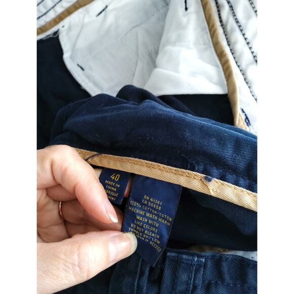 Y2K Polo Ralph Lauren men's Chino Navy Size 40 cargo shorts Normcore - Picture 7 of 8